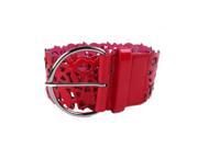 Women s Belt Wide Hollow Buckle Waistband Waist Belt red