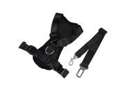 Pet Dog Cat Harness Safety Strap Vest with Car Seat Belt Lead Clip Free Size Black