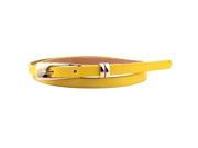 Women Skinny Waist Belt Thin Leather Waistband Strap yellow