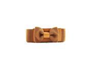 Women s Wide Elastic Stretch Bowknot Bow Tie Belt Waistband Brown