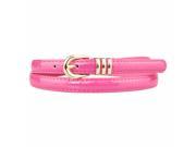 Charming Thin Waistband Belt Alloy Buckle New Girl Simulation Leather Belt Fluorescent pink