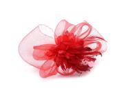 Red feather flower gauze beads headband