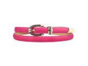Women Retro pin buckle skinny waistband belt Faux Leather Thin Belt rose red