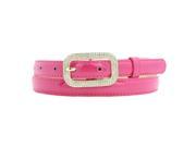 Women Girl waistband Lady Rhinestone Inlay New Buckle Belt Faux Leather Belt rose red