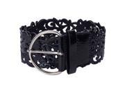 Women s Belt Wide Hollow Buckle Waistband Waist Belt Black