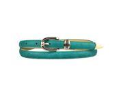 Women Retro pin buckle skinny waistband belt Faux Leather Thin Belt green