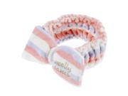 SODIAL Big bow elasticity Pastel color stripe Soft for washing face Hair bands Purple Pink White
