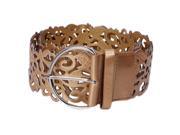 Women s Belt Wide Hollow Buckle Waistband Waist Belt Golden