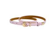 Modern Women s Candy Color Pu Leather Thin Belt Thin Skinny Waistband light pink