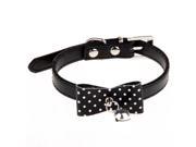 Black Adjustable PU Leather Collar for Pet Dog Size M