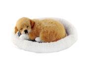 Emulation Sleeping Breathing Dog Toy Pet with Woolen Bed As Shown Dog