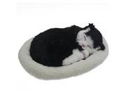 Emulation Sleeping Breathing Cat Toy Pet with Woolen Bed black Kitty Cat