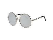 Double ring hollow Great circle frame sunglasses Silver