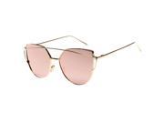 Dual beam fashion cat eye sunglasses Gold frame pink