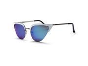 Sun Glasses Vintage Cat Eye Sunglasses Semi rimless Metal Eyeglasses Summer white Blue