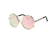 Double ring hollow Great circle frame sunglasses Gold frame Pink