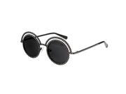 Round Shiny Diamond Sunglasses Black