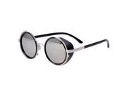THZY Retro Steampunk Sunglasses silver frame Black