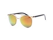 Metal double beam Cat s Eye sunglasses Gold frame Red