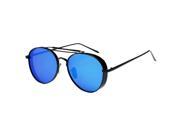 Vintage Steampunk polarized sunglasses Black frame Blue