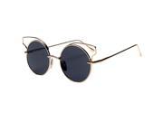 Metal Frame Vintage glasses Cat ears Sunglasses Gold frame Black