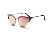 Sun Glasses Vintage Cat Eye Sunglasses Semi rimless Metal Eyeglasses Summer Pink