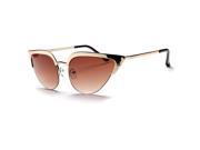 Sun Glasses Vintage Cat Eye Sunglasses Semi rimless Metal Eyeglasses Summer gold tawny