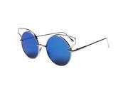 Metal Frame Vintage glasses Cat ears Sunglasses silver frame blue