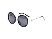 THZY Retro Round Sunglasses Bright black silver frame