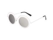 Round Shiny Diamond Sunglasses White frame Silver