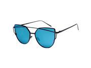 Dual beam fashion cat eye sunglasses Black frame Blue