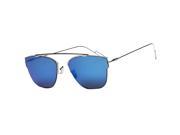 Fashion trend Rimless Sunglasses Silver frame Blue