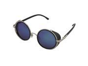 Retro Steampunk Sunglasses silver frame Blue
