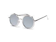 Sunglasses Round metal Frame High Quality Anti Reflective UV400 Sun Glasses Eyewear Transparent Silver