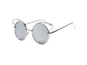 Metal Frame Vintage glasses Cat ears Sunglasses silver frame white