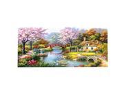 SODIAL Needlework DIY scenery landscape cross stitch European oil painting Garden cabin Sets For Embroidery kits Wall Home Decro 153*82CM silk
