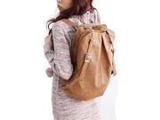 SODIAL Fashion Korean Style Girls PU Leather Backpack School Bag Shoulder Bag Khaki