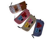 SODIAL Lot of 4 pen bags in fabric various colors Cat Pattern