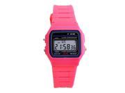 SODIAL F 91W child Multifunction led plastic electronic watch Rose red