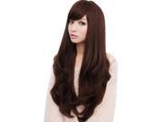 THZY Women s Long Dark Brown Curly Wavy Full Wigs Party Hair Cosplay Wig