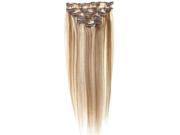 SODIAL Women Human Hair Clip In Hair Extensions 7pcs 70g 20inch Brown Gold brown