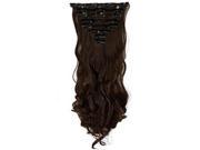 SODIAL 8 Pcs Womens Girls Clip In Hair Extensions Long Curly Wavy Full Head Hair Extentions Synthetic 17 43cm Medium brown
