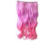 SODIAL New Fashion Women Girls 3 4 Full Head Clip in Synthetic Hair Extensions Long Curly Hair Pink