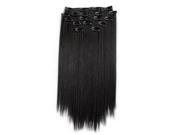 SODIAL 8pcs Real Thick Womens Girls Long Full Head Hair Clip in hair extensions Black brown 58cm