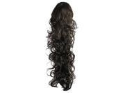 SODIAL 25.6 Long Claw Clip Drawstring Ponytail Fake Hair Extensions False Hair Pony Tails Horse Tress Curly Synthetic Hairpieces Pieces Black