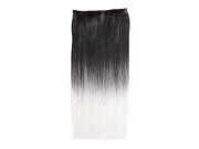 SODIAL Sexy Hairpiece Clip Hair Extensions Highlighting Colours Straight Synthetic Hair 50cm White