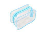 SODIAL PVC Clear Pouch Travel Bathing Toiletry Zipper Cosmetic Bag Blue S