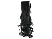 SODIAL Synthetic False Hair Ponytails Pad pony Tail Curly Piece Long Wavy Clip In Wrap Around Ponytail Fake Hair Extensions Hairpiece Black