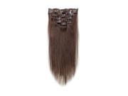 THZY Women Human Hair Clip In Hair Extensions 7pcs 70g 18inch Dark brown