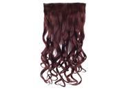 THZY Women One Piece Wine Red Clip in Synthetic Hair Extensions Long Wavy Curly Hair Size 28